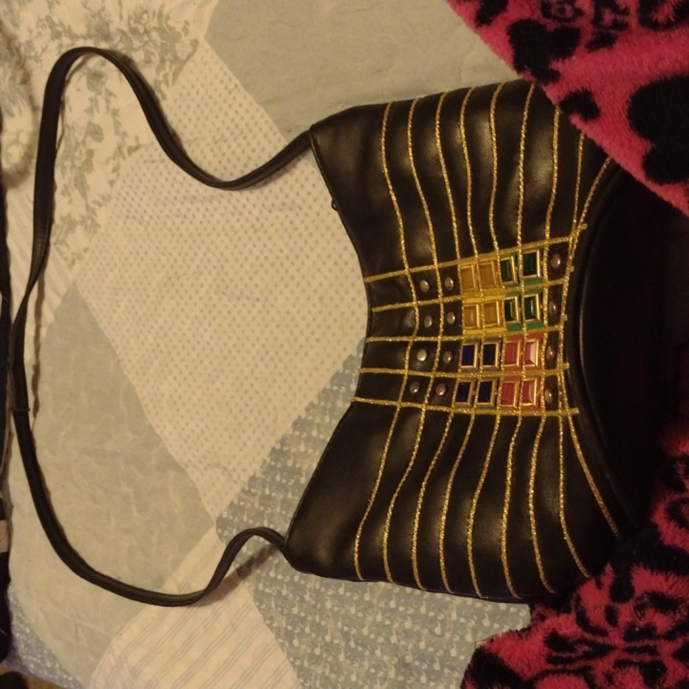 Black Gemmed Shoulder Bag